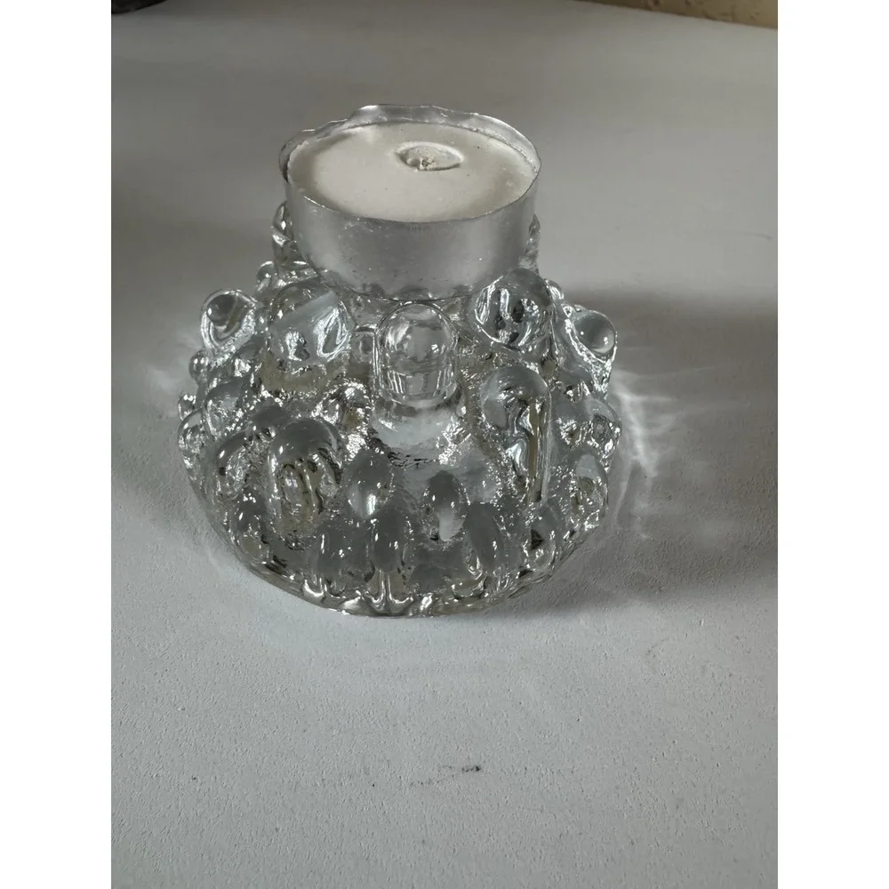 Vintage Viking Glass Clear Glimmer Votive‎ Candle Holder Mid Century Modern MCM